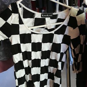 Checkered black and white top